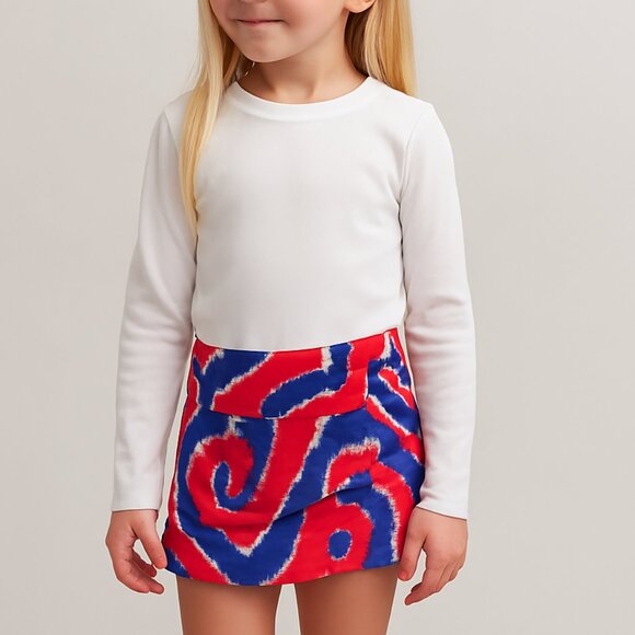 Celebrate! Patriotic Tie Dyed Layered Skirt Red White Blue XS - Picture 2 of 8